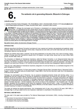 Cover of The wetlands role in generating blizzards. Blizzards in Dobrogea