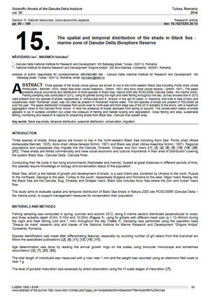 Cover of The  spatial  and  temporal  distribution  of  the  shads  in  Black  Sea  - marine zone of Danube Delta Biosphere Reserve